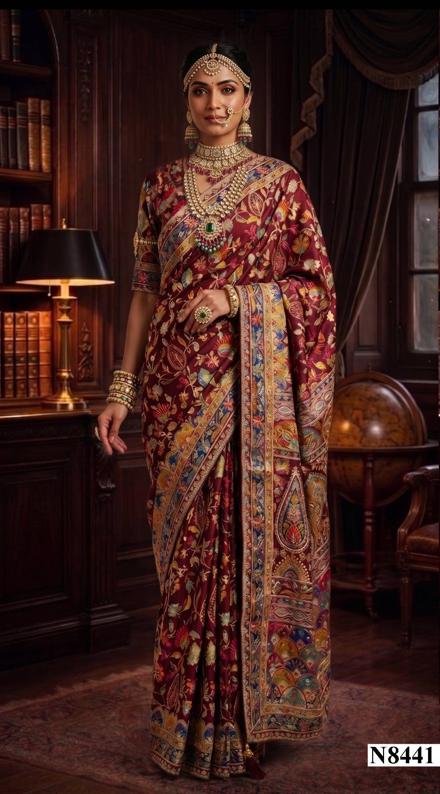 NIMAYA - RAJWADI VOL 01 by Mahotsav N8439 to N8442 Series Indian Traditional Wear Collection Beautiful Stylish Fancy Colorful Party Wear & Occasional Wear SILK Sarees At Wholesale Price